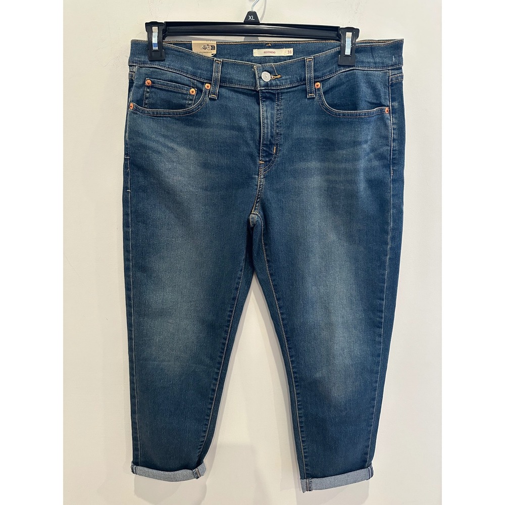 Levis Boyfriend Jeans Womens 31x27 Medium Wash Stretch Denim New - Picture 2 of 8